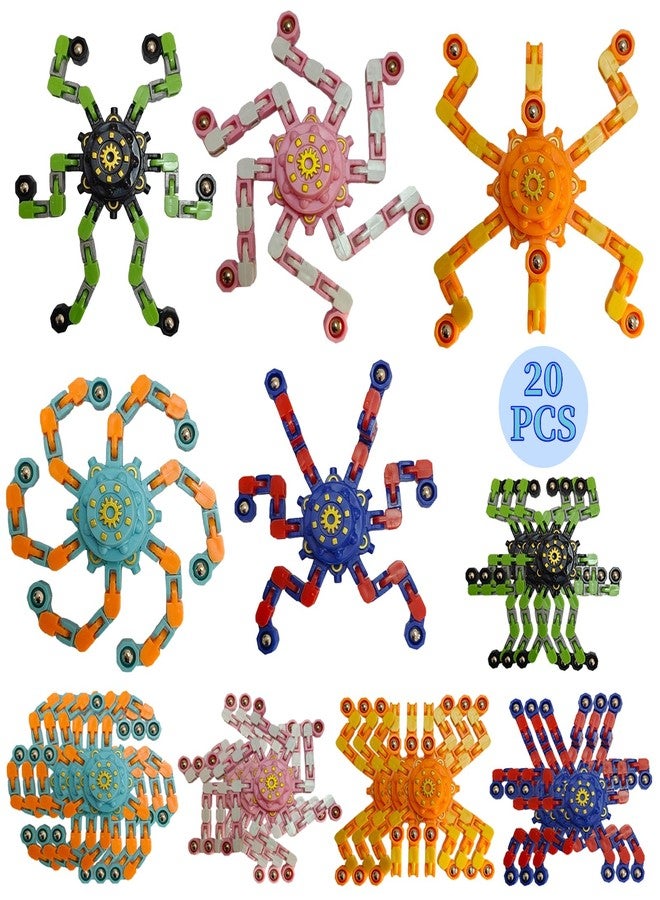 Sqlhrke 20 Pcs Fidget Spinner Toys Party Favors Easter Basket Goodie Bag Stuffers Funny Gifts for Kids Adults,Transformable Robot Fingertip Stress Relief Gyro Sensory Toys,Treasure Box Toy Prizes Supplies - Image 1